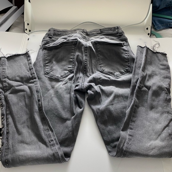 Zara black frayed jeans with silver pins - Picture 3 of 3